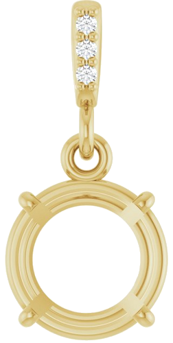 14K Yellow 8 mm Round .01 Natural Diamond Semi-Set Pendant (1)