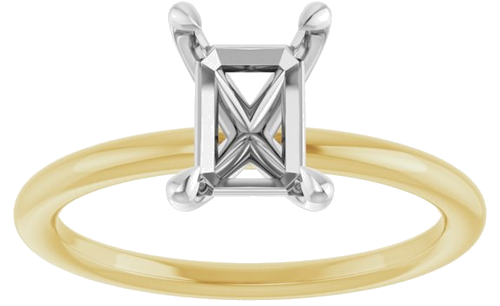 Sužadėtuvių Žiedas „Claw-Prong Solitaire“ 14k yellow/white gold Emerald 7.5mm x 5.5mm (3)