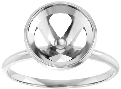 14K White 9 mm Round Solitaire Engagement Ring Mounting (3)