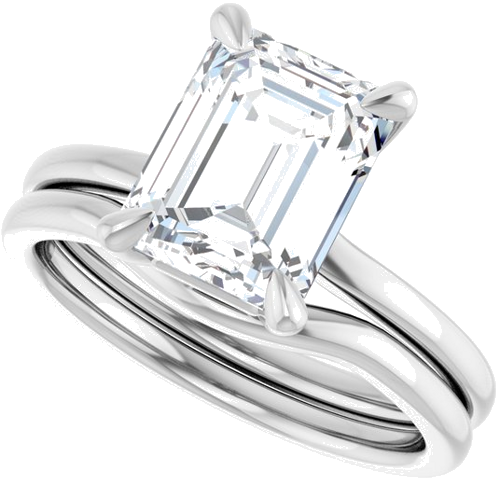 Sužadėtuvių Žiedas 14k white gold Emerald 9mm x 7mm (10)