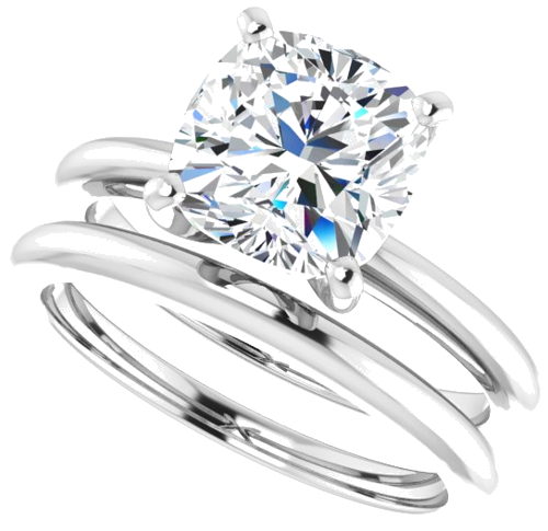 14K White  8 mm Cushion Solitaire Engagement Ring Mounting (10)