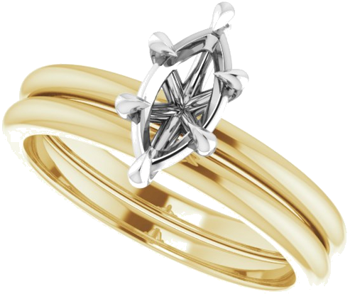 Sužadėtuvių Žiedas „Claw-Prong“ 14k yellow/white gold Marquise 9mm x 4.5mm (10)