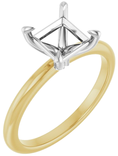 Sužadėtuvių Žiedas „Claw-Prong“ 14k yellow/white gold Square 6mm (1)