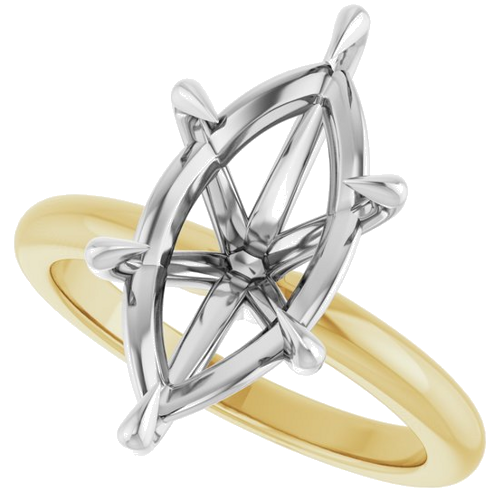 Sužadėtuvių Žiedas „Solitaire“ 14k yellow/white gold Marquise 16mm x 8mm (5)