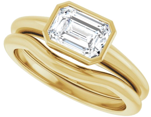 Sužadėtuvių Žiedas „Bezel-Set Solitaire“ 14k yellow gold Emerald 7mm x 5mm (10)
