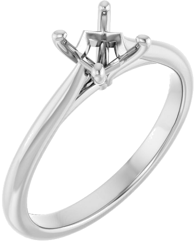 14K White 4.5 mm Square Solitaire Engagement Ring Mounting (1)
