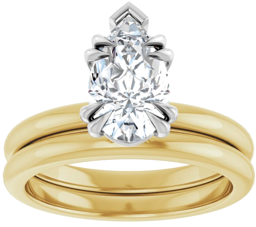 Sužadėtuvių Žiedas „Double Claw-Prong“ 14k yellow/white gold Pear 10mm x 6mm (8)
