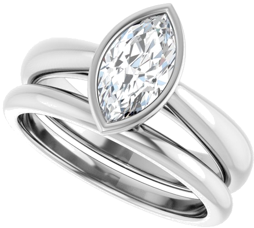 Sužadėtuvių Žiedas „Bezel-Set Solitaire“ 10k white gold Marquise 9.5mm x 5mm (10)
