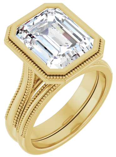 Sužadėtuvių Žiedas „Bezel-Set Solitaire“ 10k yellow gold Emerald 11mm x 9mm (6)