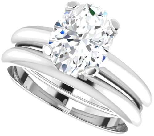 Sužadėtuvių Žiedas „Solitaire“ 585 Baltojo Aukso Oval 9mm x 7mm (10)