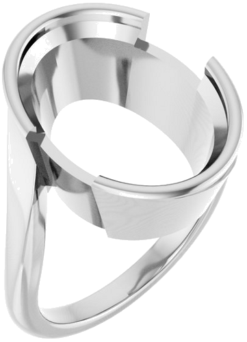 Sužadėtuvių Žiedas „Half-Bezel Solitaire“ 925 Sidabro Oval 16mm x 12mm (1)