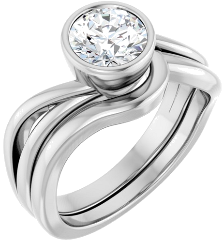 Sužadėtuvių Žiedas „Bezel-Set“ 14k white gold Round 6.5mm (6)