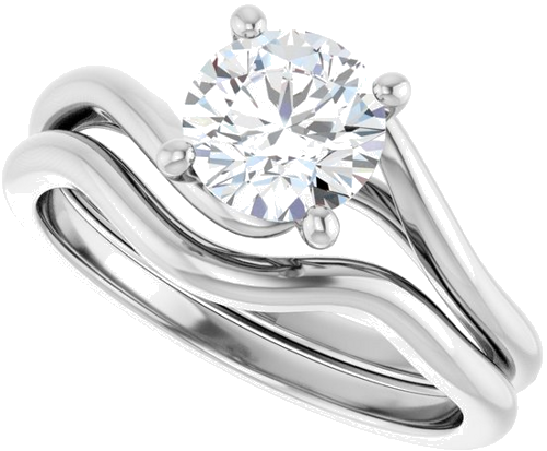 Sužadėtuvių Žiedas „Bypass“ 14k white gold Round 6.5mm (10)