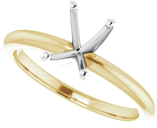 14K Yellow   White  7x5 mm Emerald Solitaire Engagement Ring Mounting (5)