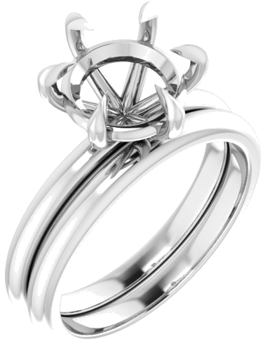 14K White 9 mm Round Solitaire Engagement Ring Mounting (6)