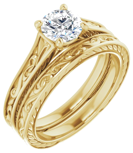 14K Yellow  6 mm Round Solitaire Engagement Ring Mounting (6)