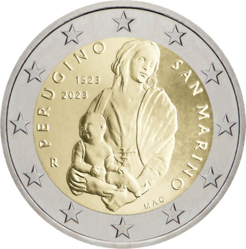 2023 Сан-Марино Перуджино монета 2 евро BU в карточке (2)