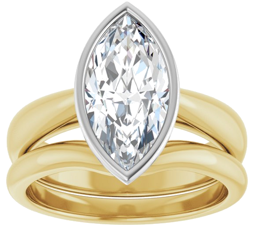 Sužadėtuvių Žiedas „Bezel-Set Solitaire“ 18k yellow/white gold Marquise 13mm x 6.5mm (8)