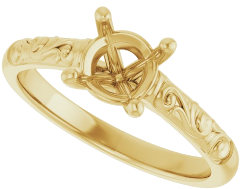 Sužadėtuvių Žiedas „Solitaire“ 585 Geltonojo Aukso Round 6.5mm (5)