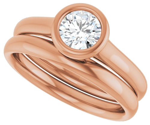 Sužadėtuvių Žiedas „Bezel-Set Solitaire“ 14k rose gold Round 5.2mm (10)