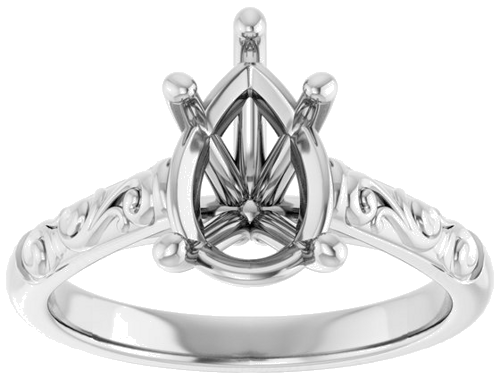 Sužadėtuvių Žiedas „Solitaire“ 14k white gold Pear 10mm x 7mm (3)
