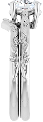 Sužadėtuvių Žiedas „Solitaire“ 585 Baltojo Aukso Oval 7mm x 5mm (9)
