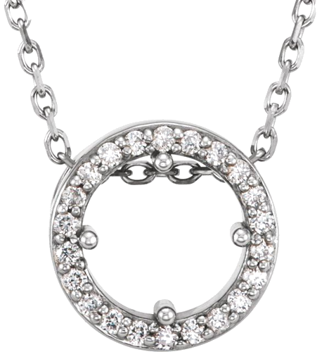 14K White 5.8 mm Round .05 CTW Natural Diamond Semi-Set 16  Necklace (1)