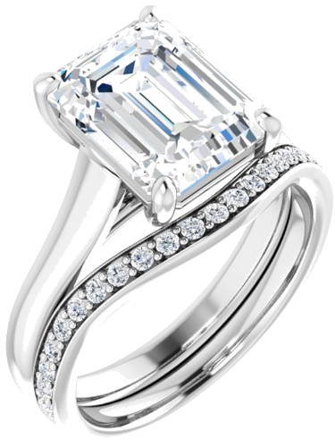 14K White 10x8 mm Emerald Solitaire Engagement Ring Mounting (6)