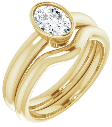 Sužadėtuvių Žiedas „Bezel-Set Solitaire“ 10k yellow gold Oval 7mm x 5mm (6)