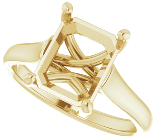 14K Yellow 10x8 mm Emerald Solitaire Engagement Ring Mounting (5)