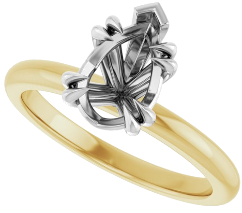 Sužadėtuvių Žiedas „Double Claw-Prong“ 14k yellow/white gold Pear 9mm x 6mm (5)