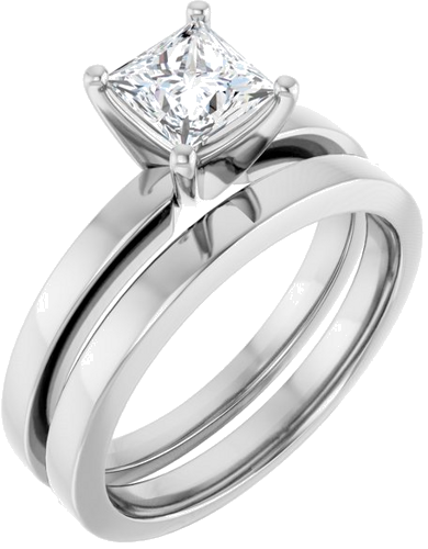 Sužadėtuvių Žiedas „Solitaire“ 14k white gold Square 5mm (6)