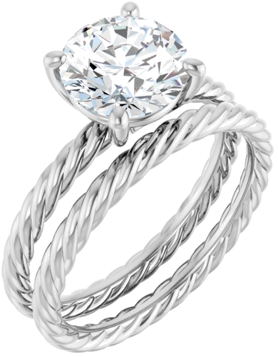 Sužadėtuvių Žiedas „Solitaire Rope“ 14k white gold Round 8mm (6)