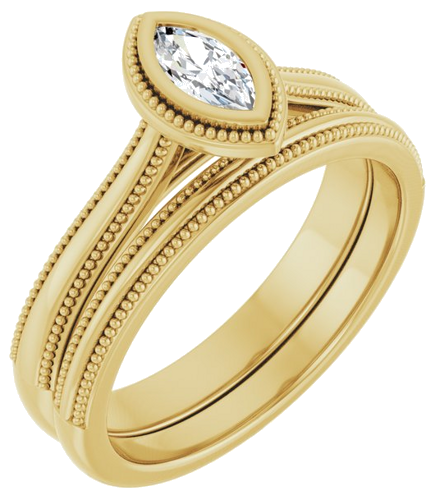 Sužadėtuvių Žiedas „Bezel-Set Solitaire“ 14k yellow gold Marquise 6mm x 3mm (6)