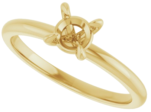 14K Yellow  5.2 mm Round Solitaire Engagement Ring Mounting (5)