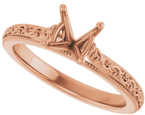 Sužadėtuvių Žiedas „Solitaire“ 585 Rožinis Aukso Round 6.5mm (5)