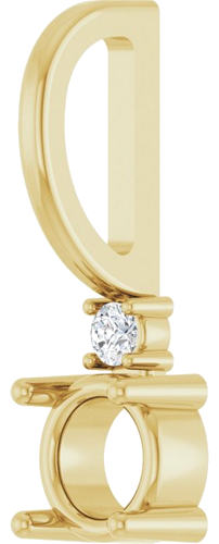 14K Yellow 4 mm Round .015 CT Natural Diamond Semi-Set Charm Pendant (2)
