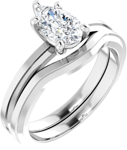 14K White 8x5 mm Pear Solitaire Engagement Ring Mounting (6)