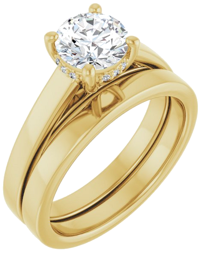 Sužadėtuvių Žiedas „Hidden Halo-Style“ 14k yellow gold Round 6.5mm (6)