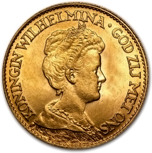 10 guldenų Vilhelmina (1911-1917) Nyderlandų karalystė auksinė moneta (1)