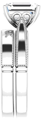 Sužadėtuvių Žiedas „Solitaire“ 14k white gold Emerald 9mm x 7mm (9)