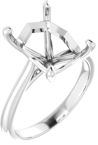 14K White 11x9 mm Emerald Solitaire Engagement Ring Mounting (1)