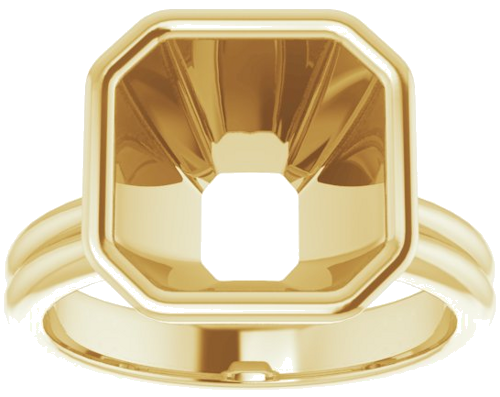 Sužadėtuvių Žiedas „Bezel-Set Solitaire“ 585 Geltonojo Aukso Asscher 10mm (3)