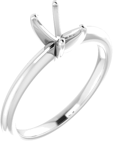 14K White  6x4 mm Emerald Solitaire Engagement Ring Mounting (1)