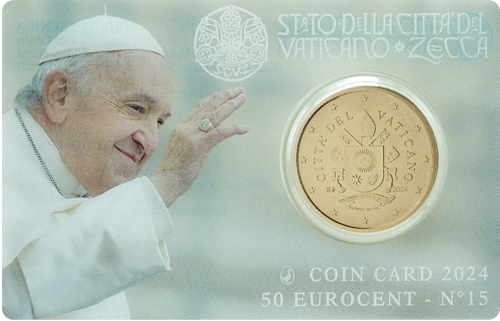 2024 Vatikāns – pāvesta Franciska ģerbonis 50 centu monēta BU kartē (1)