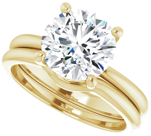 Sužadėtuvių Žiedas „Solitaire“ 585 Geltonojo Aukso Round 8.8mm (10)