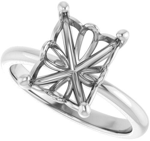 Sužadėtuvių Žiedas 14k white gold Emerald 10mm x 8mm (5)
