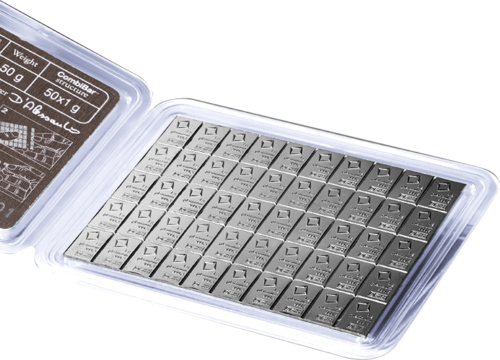 50 x 1 g CombiBar™ Platinos luitai Valcambi (2)