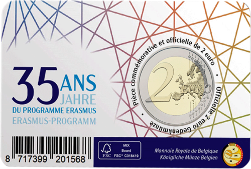 2022 Belgija Erasmus 2 eurų BU moneta kortelėje (2)