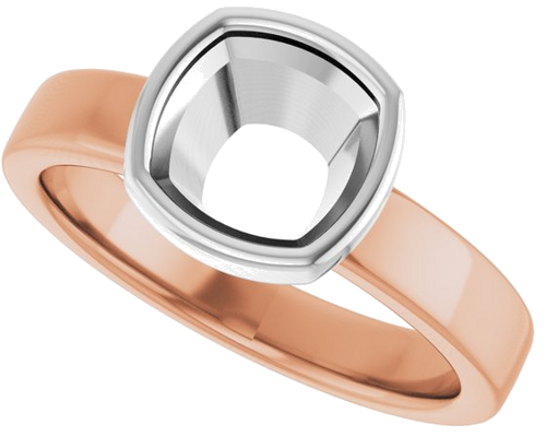 14K Rose White 7 mm Cushion Solitaire Engagement Ring Mounting (5)
